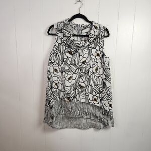 Habitat Clothes to Live In Sleeveless Tunic Cowl Daisy White Black Lagenlook